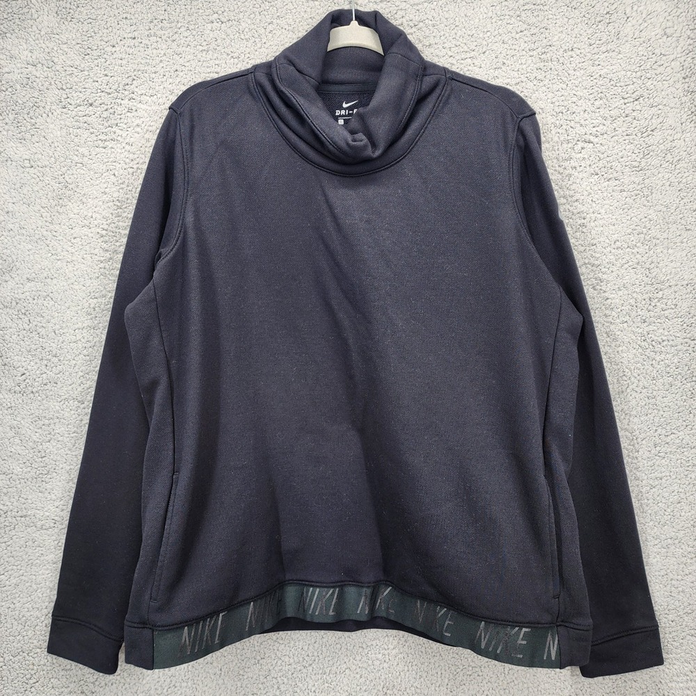 Nike Dri Fit Women's‎ XL Black Cowl Neck Long Sleeve Athletic Top